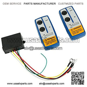 Wireless 150FT 12V Black Receiver + 2 Blue Remote Winch Control Solenoid Kit Handset Switch for Truck Jeep ATV SUV