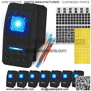 8 Gang Switch Panel with Relay System, LED Light Switch Panel for Truck, SUV, UTV, Car, Offroad, Caravan, Boat, Waterproof Automotive Multifunction Switch, Automatic Dimmable (Green)