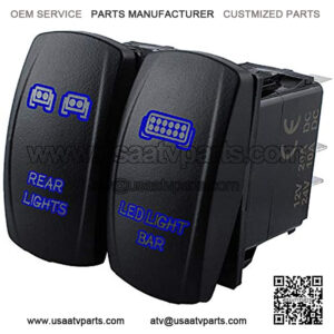 HOKAAER Horn Rocker Switch Toggle 12V Waterproof, 12V/20A 24V/10A ON-Off Momentary Horn Switch 5 Pin SPST Blue LED Light, with Jumper Wires Set for Marine Boat Car Truck RV SUV ATV UTV