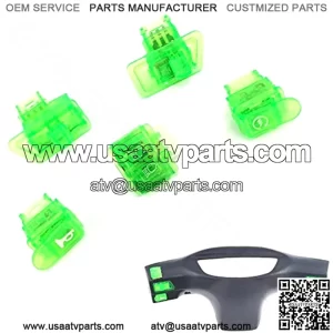 SWITCH SET- 5 PIECE- GREEN (B) SCOOTER MOPED TURN SIGNAL HORN DIMMER HEADLIGHT STARTER IGNITION GY6- PARTS ROKETA JONWAY BMS PEAVE VIP SUNL TANK JMSTAR VENTO JCL ZNEN BENZHOU SCHWINN KAZUMA