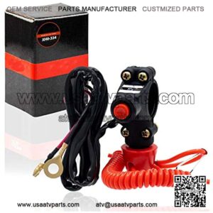 1PZ BR2-L02 Dirt Bike Handlebar Mount Safety Tether Engine Kill Stop Switch Push Button 12V 2 Wires for Honda Tohatsu Boat Outboard Motorcycle ATV Dirt Bike