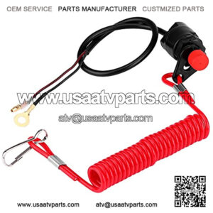 Kill Switch with Lanyard Outboard Motorcycle ATV Lawn Mowers 12VDC Emergency Engine Kill Stop Switch with Tether Lanyard Cord Handlebar Engine Start Stop Kill Button Switch Universal