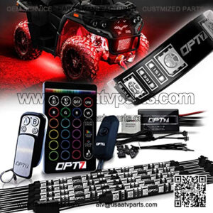 Aura ATV UTV Underglow LED Lighting Kit, RGB Multi-colors Neon Underbody Accent Strips w/Smart Brake Sensor, Switch Wireless Remote, Key Chain Controller, Musicsync, IP67 Waterproof, 12V, 10pc