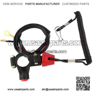 Universal Boat Outboard Motor Kill Stop Switch & Safety Tether Lanyard, 12V 2-Wires Motorcycle Engine On Off Kill Switch ATV Quad Dirt Bike Handlebar Mount Tether for Yamaha/Tohatsu/Honda (1 pc)