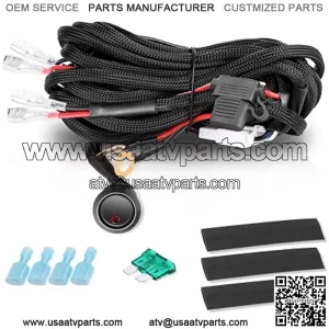 Wiring Harness 2 Lead, Niwaker 12V 40A Nylon Wiring Harness Kit for LED Light Bar Heavy Duty Wiring Harness for LED Pods Rocker Switch Relay Fuse for Off Road Truck UTV ATV Marine
