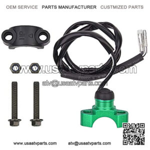 CNC Stop Kill Switch Button Replacement for ATV Dirt Pit Bike Quad Moped Scooter with 22mm Handlebar Waterproof Dustproof Green