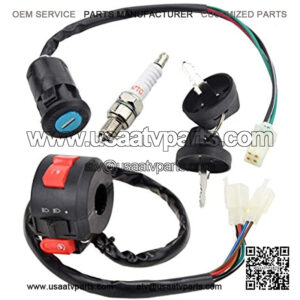 4 Wires Ignition Switch Key with Cap+3 Function Left Starter Switch Assembly for 50cc 70 cc 90cc 110 cc 125cc 150cc TaoTao SUNL Chinese ATV Quad 4 Wheeler 125cc Apollo Dirt Bike Scooter Parts
