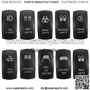 Car Boat 1x 20A/12V 10A/24V Rocker Switch 5pin Red Blue Orange Dual LED Lights Rocker Switches Compatible with Bus Compatible with Marine SUV ATV