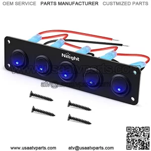 5 Gang 3 Pin Rocker Switch Panel Waterproof On-Off Toggle Switches for Car Vehicle Trailer Truck SUV Marine Boat RV Ship 12V/24V 20A