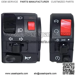 7/8" 22mm ATV Motorcycle Handlebar Controll Switches Left Right for Horn Button Turn Signal Electric Fog Lamp Light Start Kill Warning Light