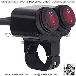 Waterproof Motorcycle ATV 7/8 Light Bar SwitchHandlebar Double Control Kill Button SwitchHeadlight Spotlights Hazard Brake Fog Light ON Off Switches 12v 16A (Red)