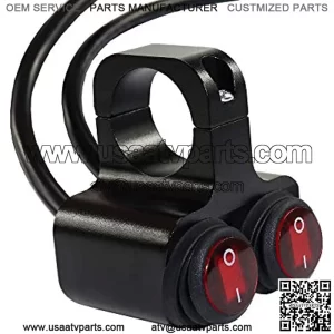 12v 16A Waterproof Motorcycle ATV Bike 7/8inch 22mm Handlebar Double Control Kill Button Headlight Switch Hazard Brake Fog Light ON Off Switches (Red)