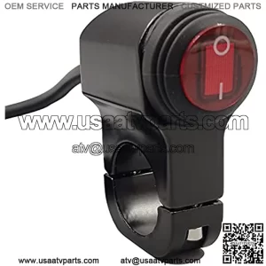 Motorcycle Handlebar Switch, Waterproof Button with Red Light, 12V Light Control Switch with Solid Aluminium Alloy Base for Motorcycle ATV Dirt Bike, Fits 7/8" Handlebars (22mm)