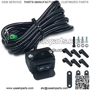 12V Winch Rocker Thumb Switch Control Line with Mounting Handlebar for ATV UTV Handlebar Control Line Kit