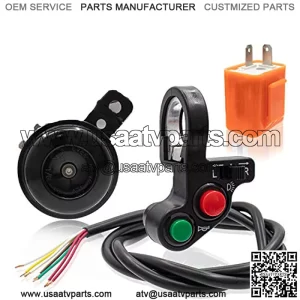 MS1-S01 7/8" Horn Turn Signal On/Off Light Switch + Flasher Relay + Horn Replacement for Honda Yamha Suzuki Kawasaki Arctic Cat Motorcycle ATV Offroad