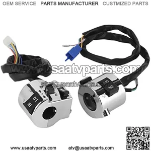 Handlebar Control Button, ABS Black+Silver Chrome Plated Waterproof Horn Switch, Motorcycles Off Road Vehicles for Electric Scooters ATV