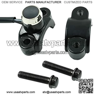 Aluminum 7/8" Motorcycle Handlebar Control Horn Start Switch Button Momentary Action with Two Bullet Connectors Black Button