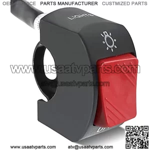 Motorcycle Handlebar Switch ATV Light Switch with On Off Push Button for U5 U7 U2 Motorcycles Scooter Electrombile Motorbike-7/8"(22mm) Red