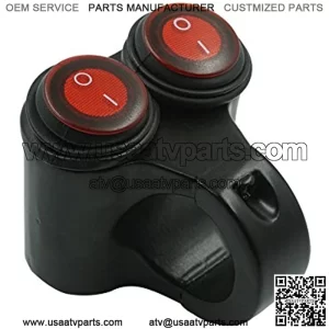 7/8" Motorcycle Handlebar Double Control Switch Button Headlight Hazard Brake Fog Light ON Off Switches with Red Indicator Light