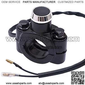 7/8"(22mm) Motorcycle ATV Momentary Start Flameout Headlight Horn Aluminum Alloy Button Switch with Install The Base with 60cm Connect Line F002