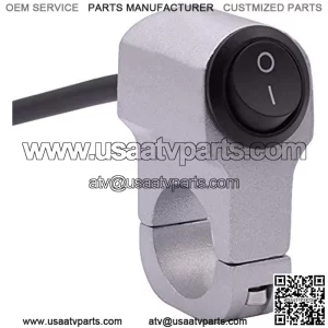 7/8" Motorcycle Handlebar Headlight Control Waterproof Handlebar Light Switch Horn Mount On Off Button for ATV Motorbike Silver