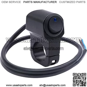 Universal 12v 7/8 Blue Light Illuminated Motorcycle ATV Handlebar Push Button Switch Headlight Hazard Brake Fog Light ON/Off Aluminum Alloy Control Switch with 50cm Connect Line F010