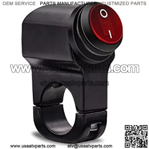 Motorcycle Handlebar Switch 7/8" 12V ATV Handlebar Aluminium Alloy Waterproof Switches with Red Light for Motorcycle Light Bike Light Spotlight (1)