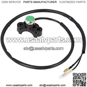 CYCLE Aluminum Alloy Motorcycle Handlebar Control Horn Start Switch Momentary Action Button with Two Connectors Green