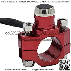 Aluminum 7/8" Motorcycle Handlebar Control Horn Start Switch Button Momentary Action with Two Bullet Connectors Red