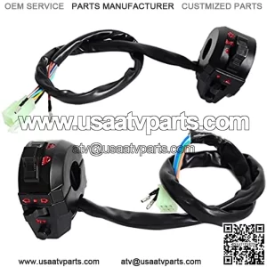 2Pcs 7/8"" 22mm Motorcycle Motorbike ATV Handlebar Left Right Side Control Switch High/Low Beam Light Turn Signal Horn Switches (Color : FCWABYCY-Black)