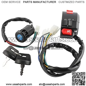 NovelBee Motorcycle 3 Function Left Handlebar Kill Switches with Key Ignition for 50cc 70cc 90cc 110cc 125cc ATV Scooter Quad