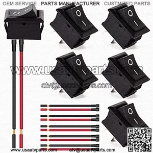 6 Pack ON/OFF 2 Pin Rectangle Rocker Switch Snap Toggle Switches with Wires Pre-Wired Control for 12V DC Cars,Trucks,RVs, Boats Marine Auto Motorcycle 110 Volt Household AC 6A/250V 10A/125V