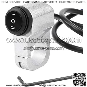 Sollon 12V Waterproof Motorcycle ATV Handlebar Headlight Switch, for 7/8" Motorcycle Handlebar On-Off-On Button Switch, Aluminium Alloy Fog Brake Light Switch, Double Coating