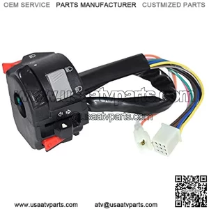 22mm Motorcycle ATV Handlebar Control Switches Headlight Fog Lamp Weak Turn Sign Horn Switch Button With 11 Wiring Harness (Color : Black)