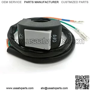 7/8" Motorcycle Handlebar Mount Headlight Fog Light Switch with Two Bullet Connector (Gray Button)