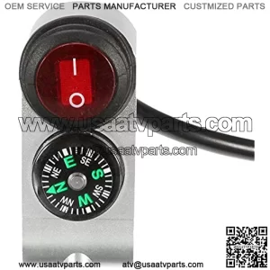 Motorcycle Waterproof ATV Handlebar Headlight Switch Hazard Brake Fog Light ON OFF Switches With Indicator Light Compass Silver