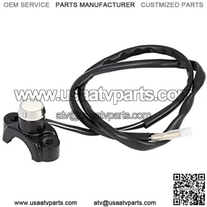 CYCLE Aluminum Alloy Motorcycle Handlebar Control Horn Start Switch Momentary Action Button with Two Connectors White Button