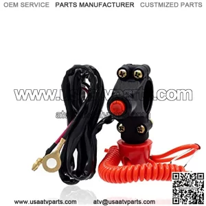 BR2-L02 Dirt Bike Handlebar Mount Safety Tether Engine Kill Stop Switch Push Button 12V 2 Wires for Yamaha Honda Tohatsu Boat Outboard Motorcycle ATV Dirt Bike
