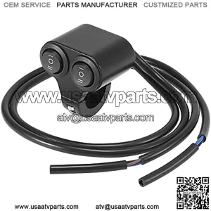 DC 12V 7/8" 22mm Motorcycle Handlebar Double Control Push Switch with Turn Signal Light High Low Beam Button Black