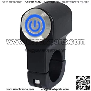 1" LED Motorcycle Switch Handlebar Mount Healight Fog Light Switch with Blue Indicator Light 12V ON Off Switch Button