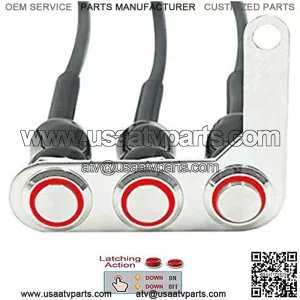 Universal Stainless Steel LED Motorcycle Switch ON-OFF Handlebar Adjustable Mount Waterproof Switches Button DC12V Fog Light (E-RED)