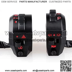 7/8" 22mm Pair Motorcycle Handlebar Switch 12V Handlebar Horn High/Low Beam Turn Signal Switch Control for Motorbike - Left & Right