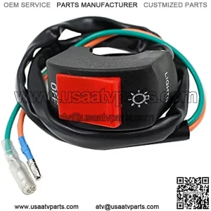 7/8" Motorcycle Handlebar Mount Headlight Fog Light Spot Lights Switch with Two Bullet Connector DC 12V Electrical System