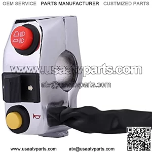 Motorcycle Handlebar Switch,7/8" Motorcycle Handlebar Mount Switches with Horn Turn Signal High Low Beam Control,Universal for Motorbike Electric Bike ATV Scooter(Silver)