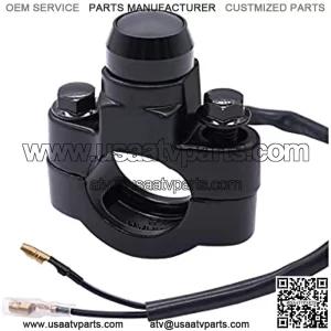 7/8" Motorcycle ATV Handlebar Latching Headlight Fog Brake Light Aluminium Alloy Button Switch Black with 60cm