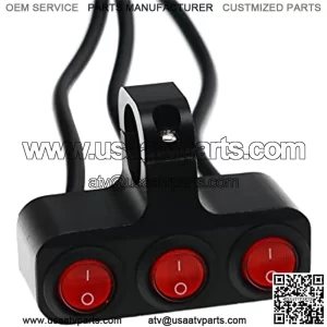 Waterproof 7/8 Motorcycle Switch, 12V Handlebar Three Control Kill Button Switch, Red Led Illuminated Motorcycle Control Kill Button Switch