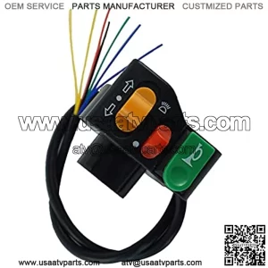 CSW43600 Replacement Part for Car 22mm 7/8" Motorcycle Handlebar Switch 3 Control Button In 1 Headlight Turn Signal Horn Button for ATV Dirt Bike Moped Kawasaki