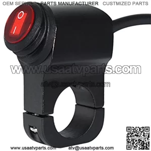 7/8" Waterproof Motorcycle Switches Handlebar Mount Headlight ON-Off Angel Eyes Fog Lamp Light Switch with Red Indicator Light