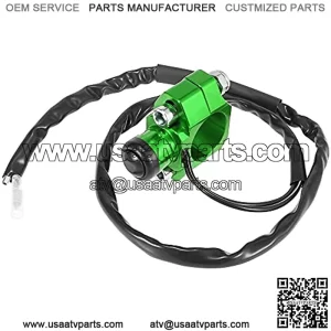 Universal Engine Start Stop Switch Button with Green Mounting Backplate for Motorcycle Motorbike Black Button Aluminum Alloy