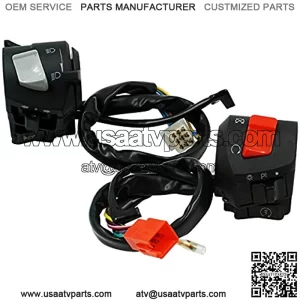 Universal Motorcycle Handlebar Switch 7/8" 22mm, Motorcycle Handlebar Horn High/Low Beam Turn Signal Switch Control Left Right Side for Motorbike Electromobile Dirt Bike ATV 125 Black